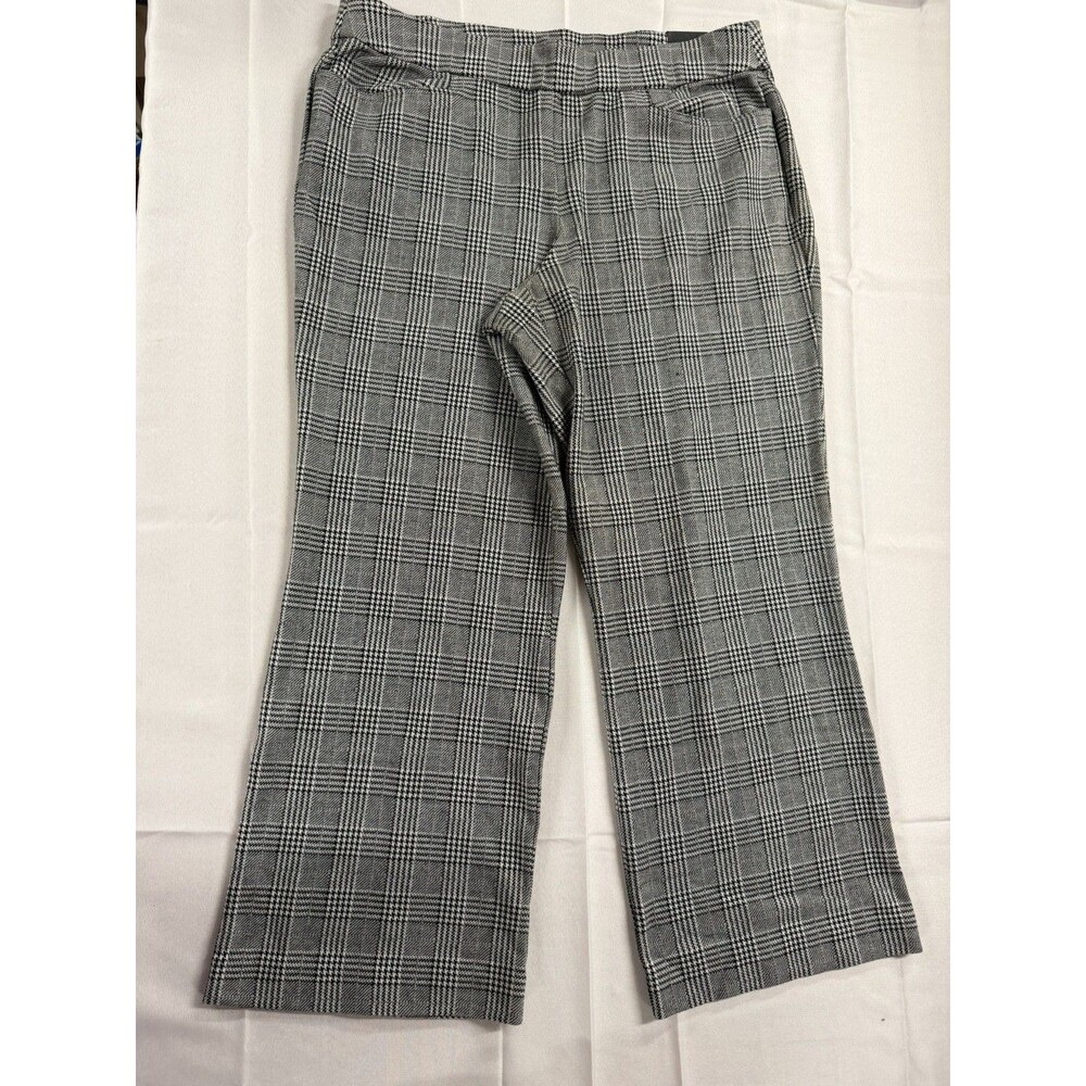 Lane Bryant Pants Womens 18 Black Gray White Glen Plaid Trouser 18/20 Pull on